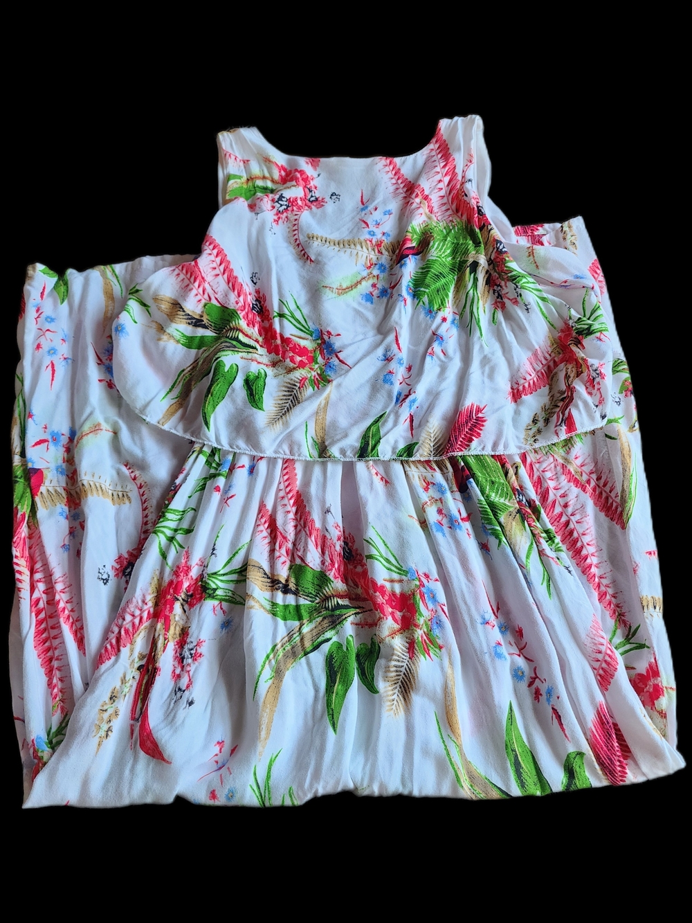 Tropical White Floral Maxi Dress